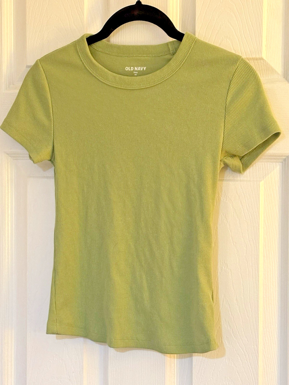 Old Navy Ribbed Knit Cotton Snug Fit Green Short Sleeve T-Shirt XS Women